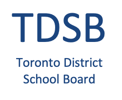 A blue and white logo of the toronto district school board.