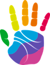 A colorful hand with four fingers is shown.