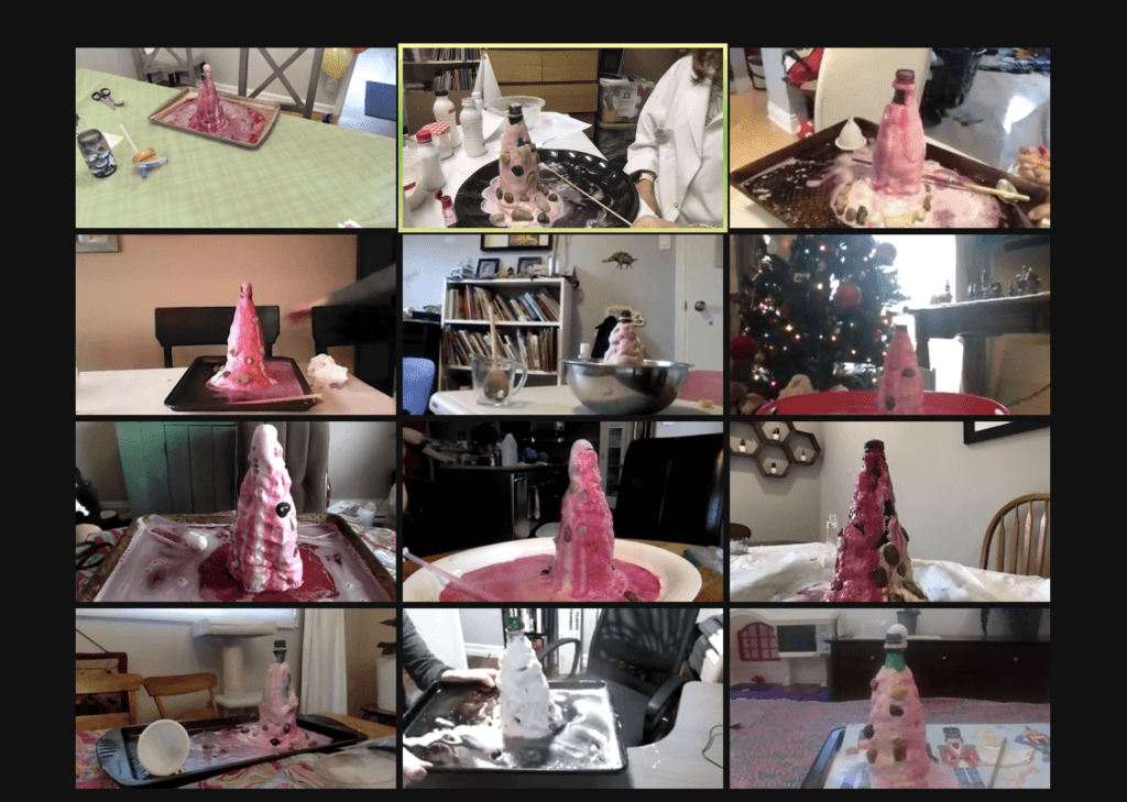 A series of photos showing the process of making christmas trees.