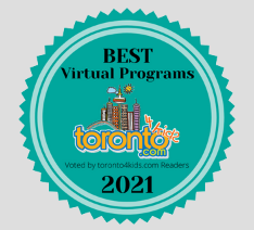 A badge that says best virtual programs 2 0 2 1