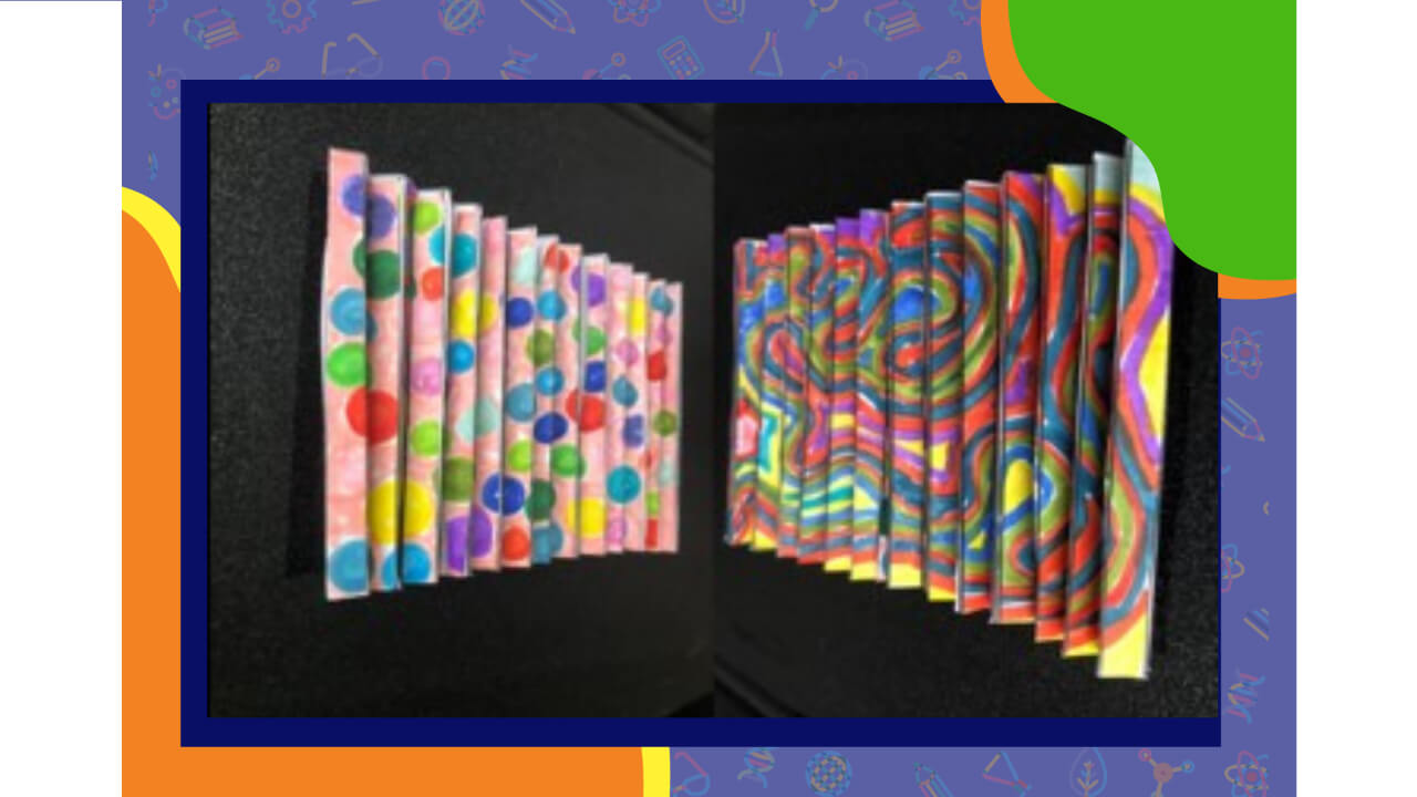 A colorful picture of two different colored paper.